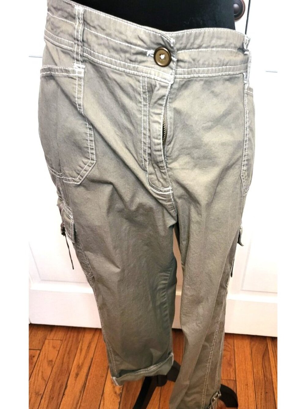 Cato Brown Cargo Convertible Crop Cargo Pants Elastic 14 Utility Travel y2k 00's